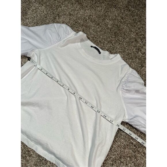 zara puff sleeve crop top blouse bundle cottagecore white and blue women’s S - Picture 11 of 12